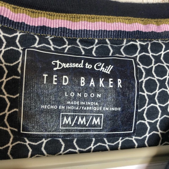 TED BAKER LONDON Graphic Branded Long Sleeve Shirt Casual Loungewear Navy M - Picture 6 of 8